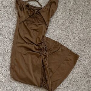 Brown Ruched Dress